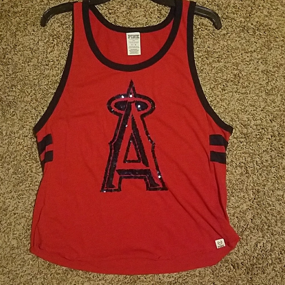 sparkly VS pink tank